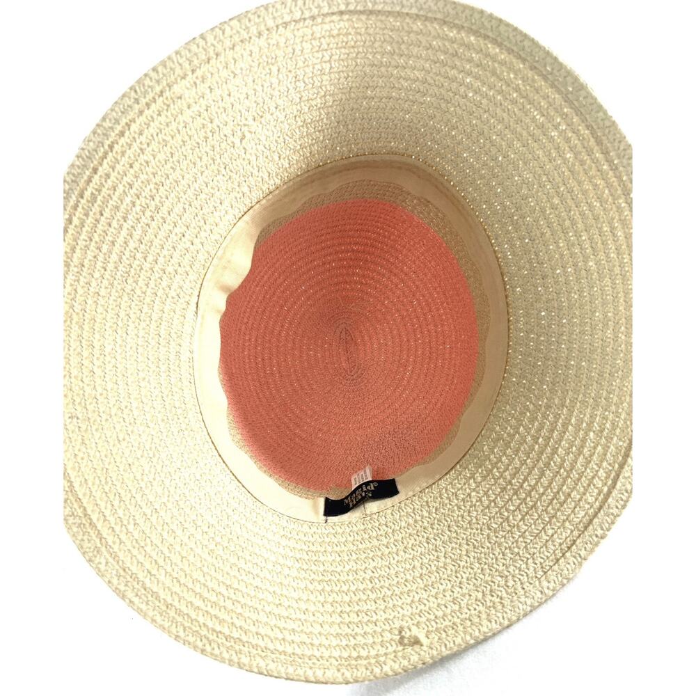 Magid Sun Hat Womens OSFA 100% Paper Wide Brim Floppy Boho Pink Top - Picture 6 of 11